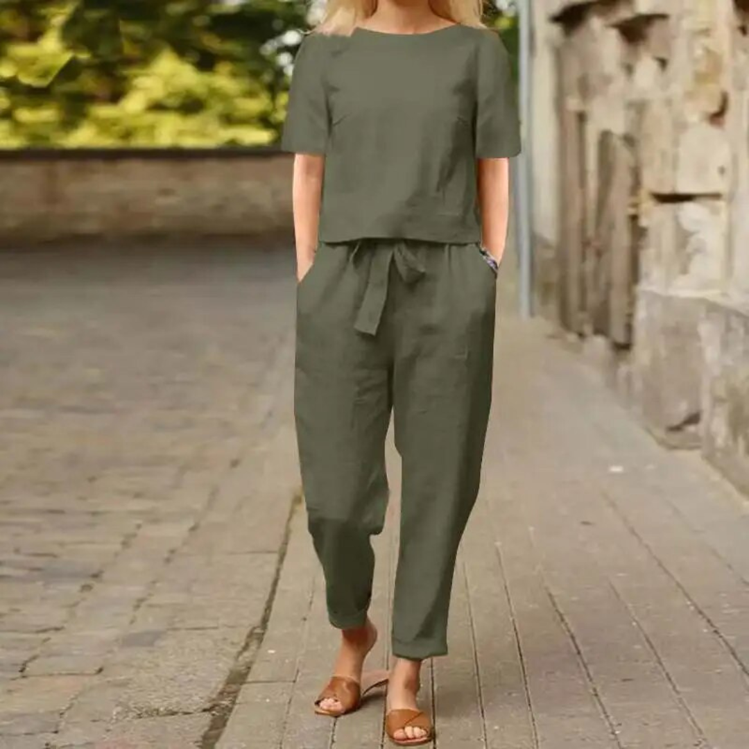 Shanel | Elegantes und Bequemes Zweiteiliges Leinen-Set für Damen