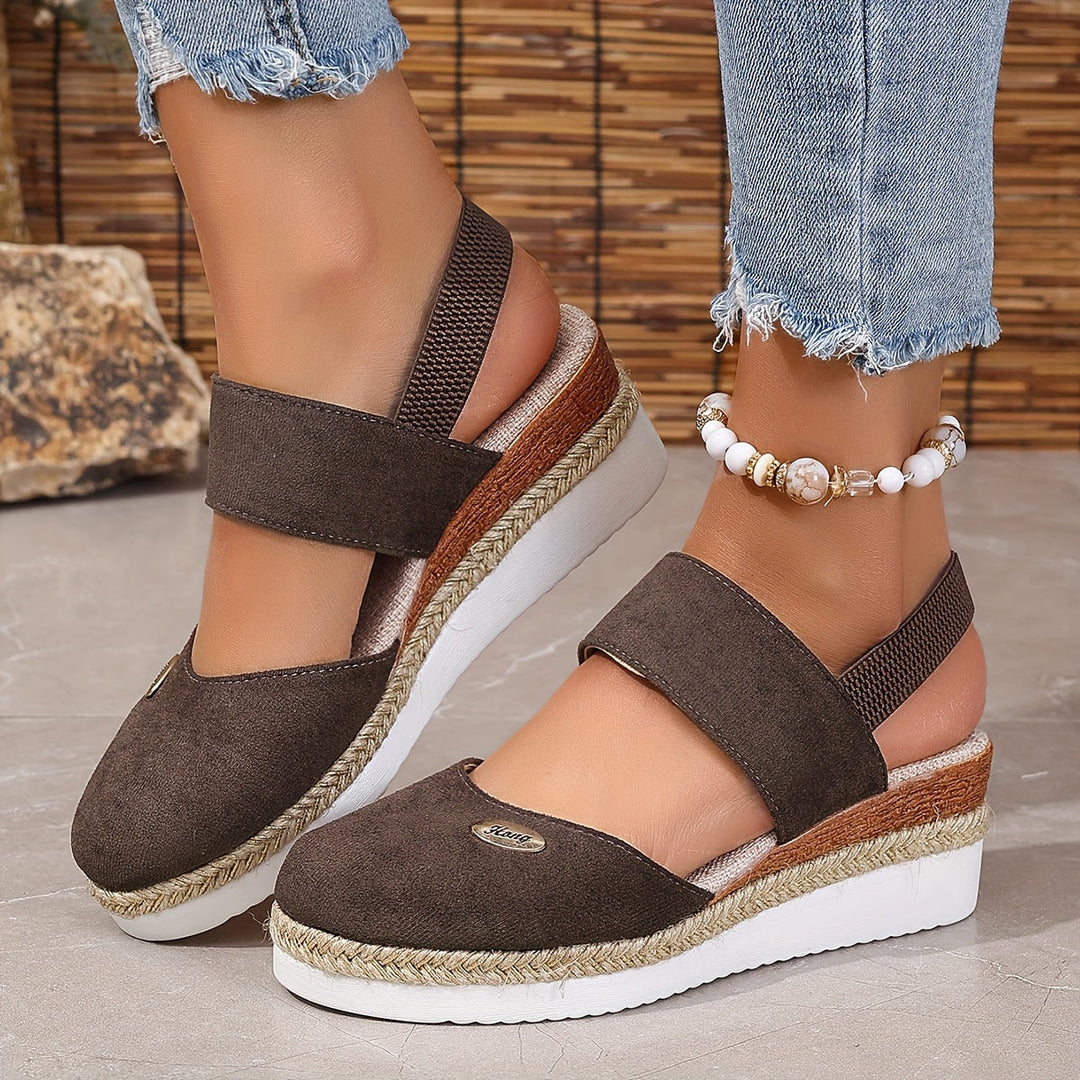 Aliams | Damen Sandalen Auf Plattform: Rutschfest, Geschlossene Zehe, Elastischer Riemen