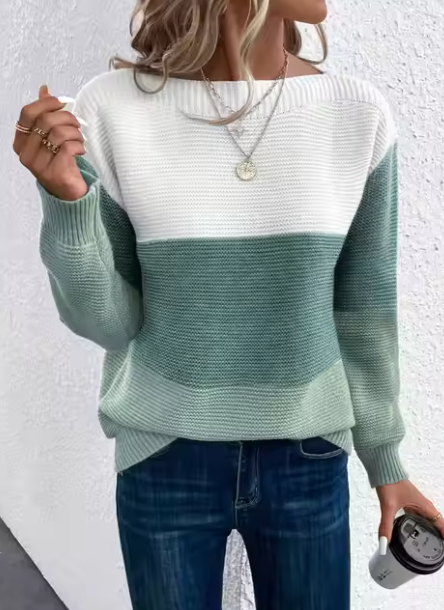 Aliams | Elegante Dreifarbige Patchwork-Pullover