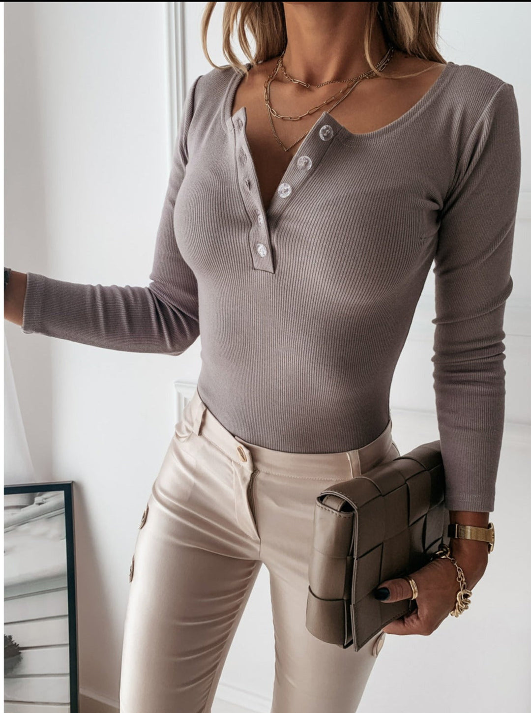 Aliams | Carin Geripptes Henley Tee