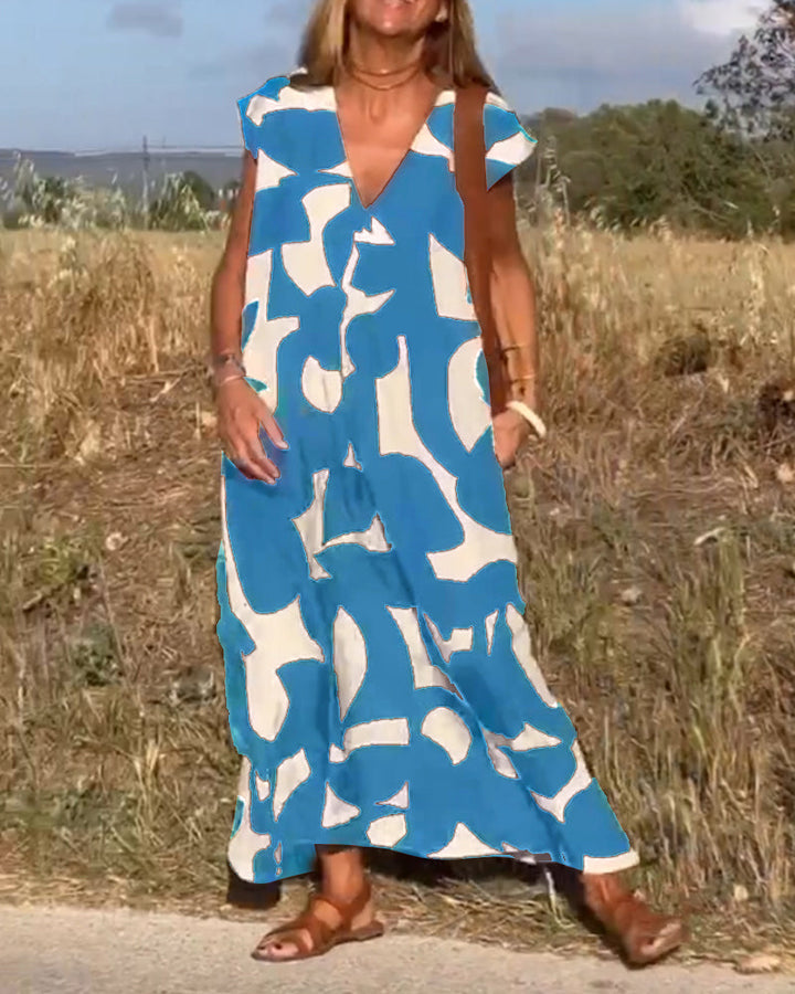 Aliams | Amara Maxikleid mit Print und V-Ausschnitt
