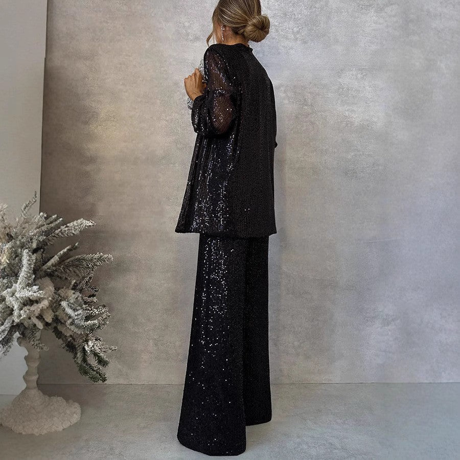 Aliams | Trendiges Design - High-Waist-Paillettenanzug