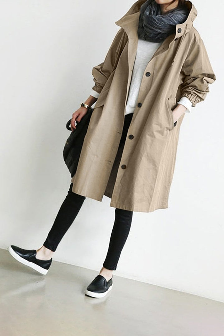 Aliams | Wasserdichter Trenchcoat mit Kapuze für Damen