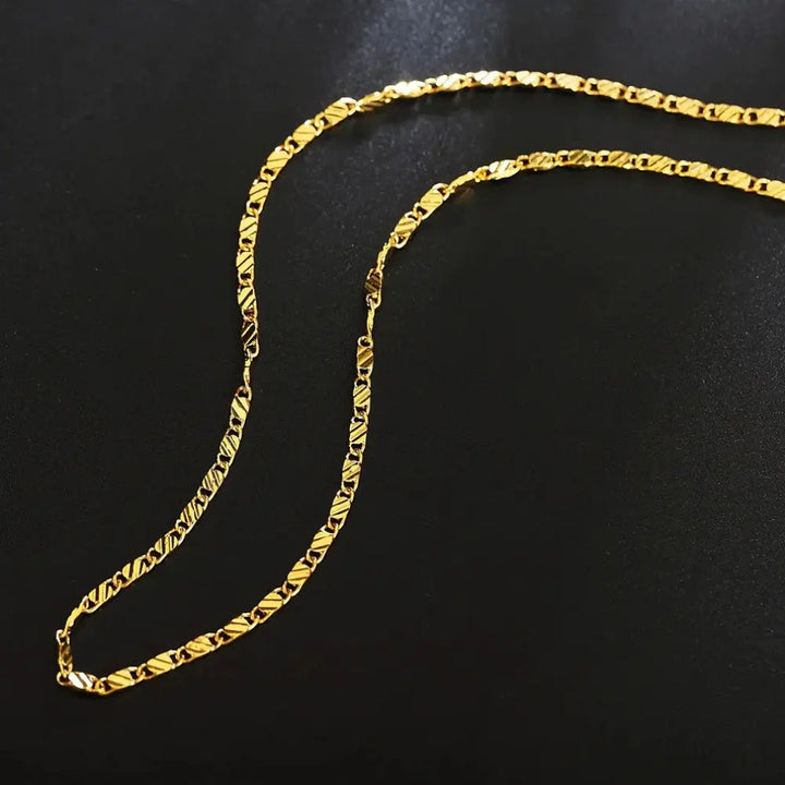Aliams | 18k Goldene Kette 2mm 925 Sterling Silberkette
