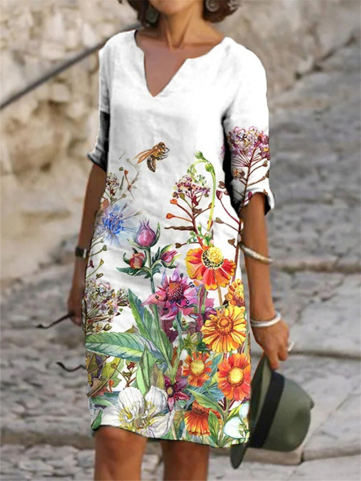 Aliams | Charmantes Leinenkleid mit Floralprint