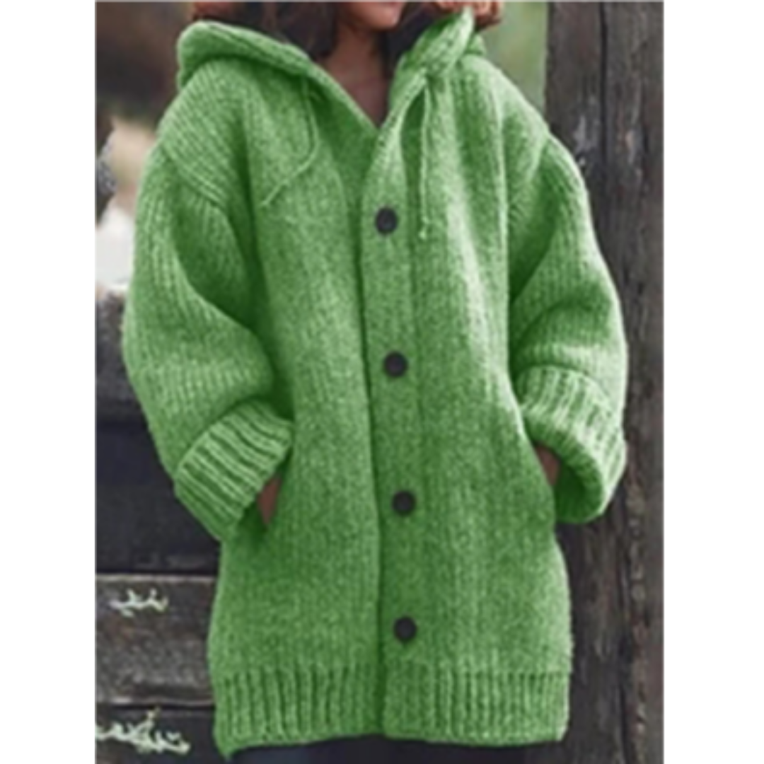 Kuscheliger Strickmantel Mit Kapuze Für Damen