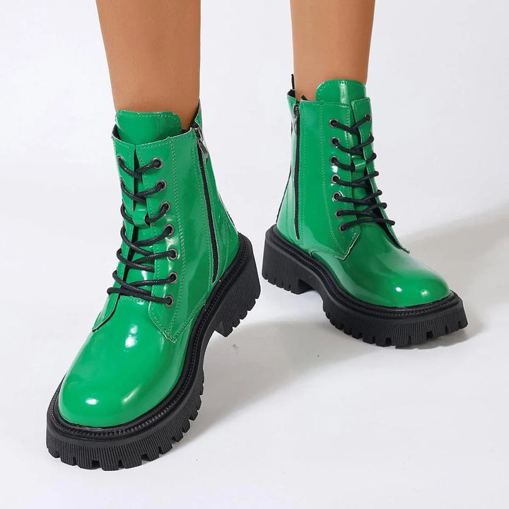 Aliams | Damenstiefel Aus Glänzendem Leder mit Reißverschluss