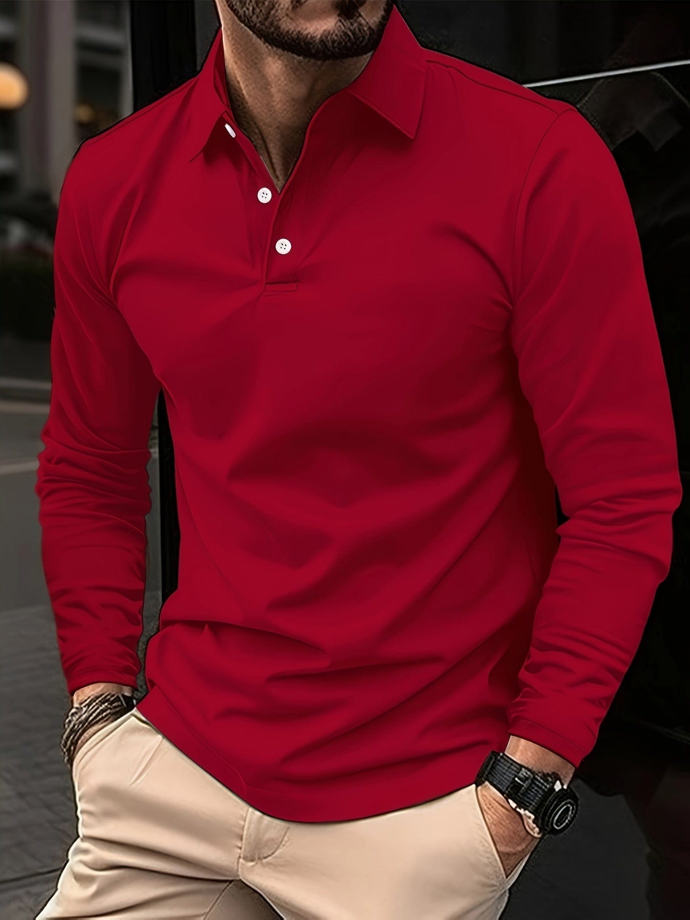 Denavio | Elegantes Langarm-Poloshirt