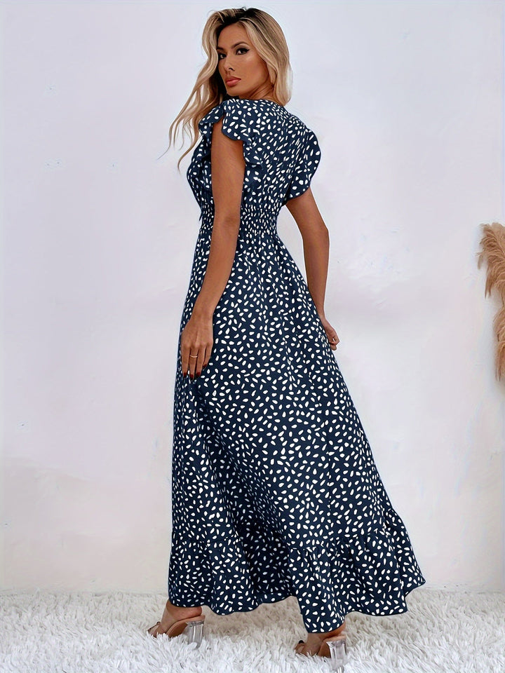 Allover Print Rüschen Kleid