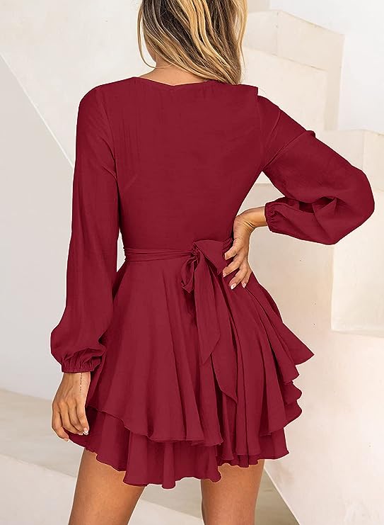 Aliams | Gwen Kleid mit V-Ausschnitt und Laternenärmeln