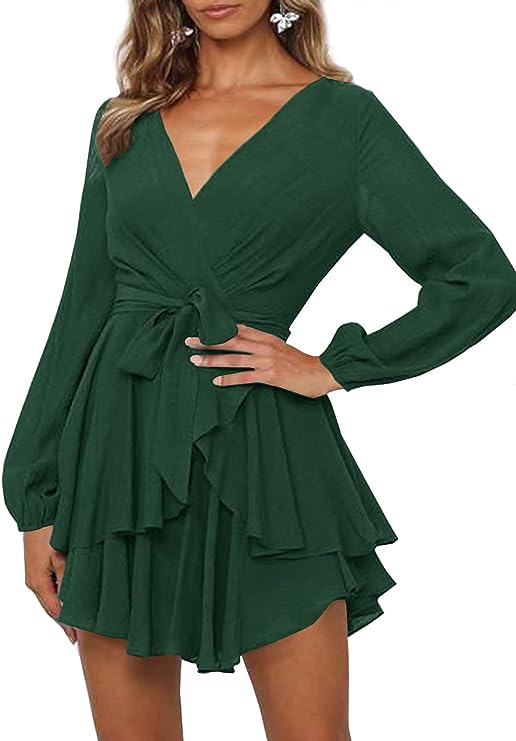 Aliams | Gwen Kleid mit V-Ausschnitt und Laternenärmeln