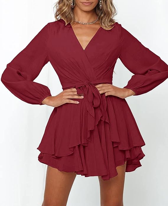 Aliams | Gwen Kleid mit V-Ausschnitt und Laternenärmeln