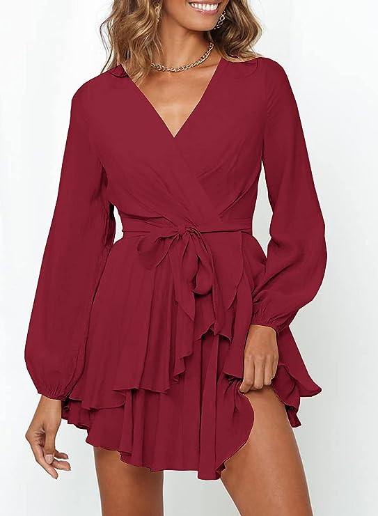 Aliams | Gwen Kleid mit V-Ausschnitt und Laternenärmeln