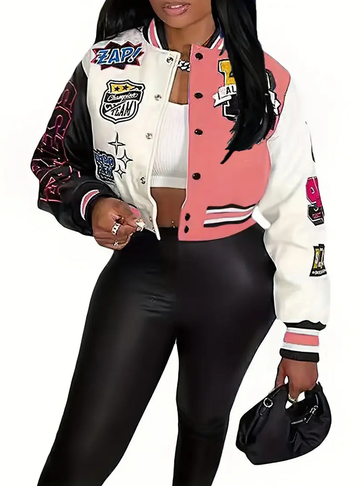 Aliams | Damen Varsity-Jacke mit Briefdruck
