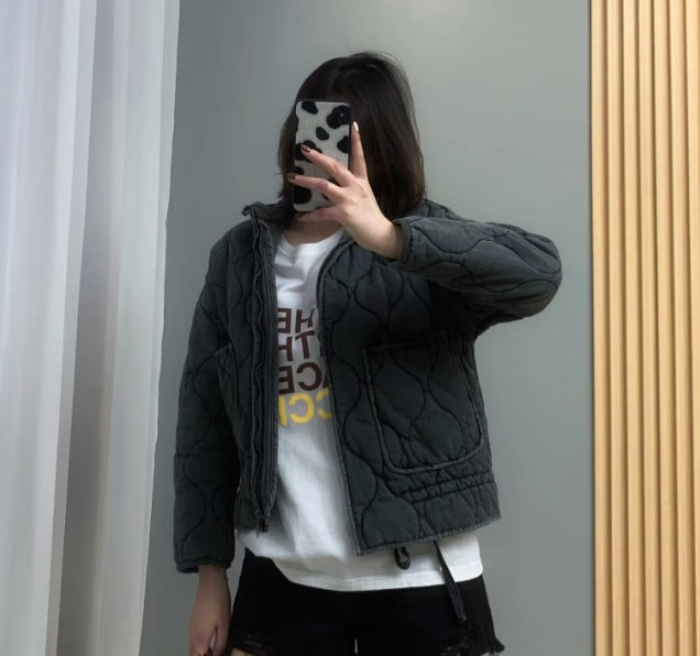 Jacke im Steppstil mit Reißverschluss und Taschen für Damen