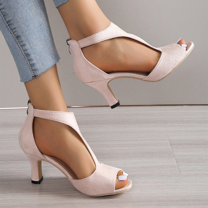 Aliams | Absatz Peep Toe Sandalen Damen, mit Rückenreißverschluss, Sommer Outdoor Schuhe"
