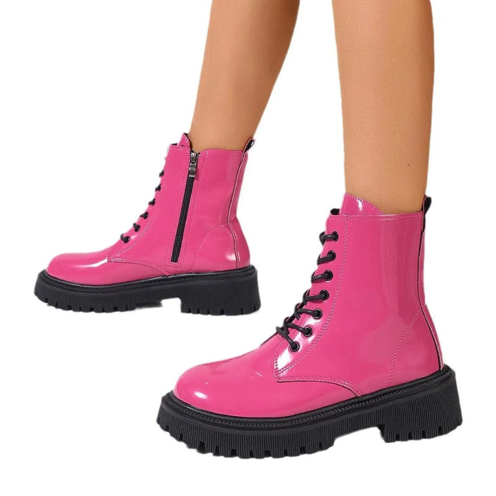 Aliams | Damenstiefel Aus Glänzendem Leder mit Reißverschluss