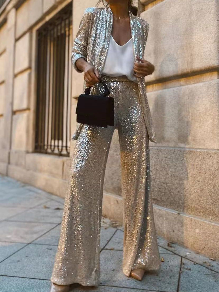 Aliams | Trendiges Design - High-Waist-Paillettenanzug