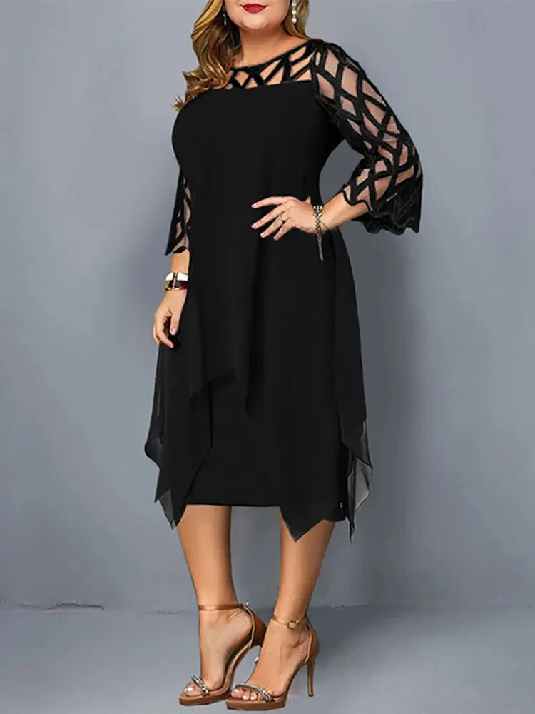Aliams | Elegantes Plus Size Spitzen Midi Kleid