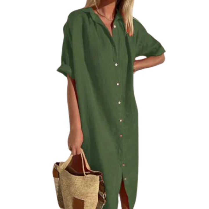 Lose Strand Leinen Sommerkleid für Frauen