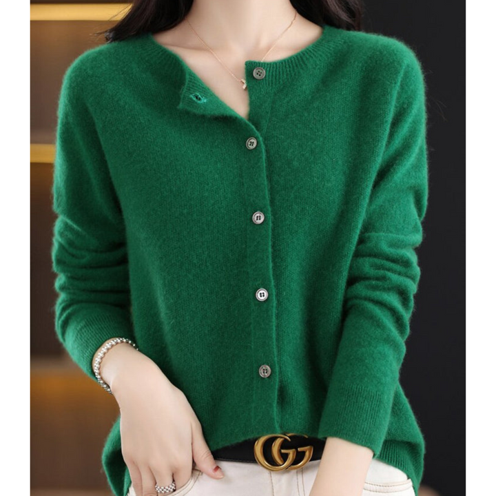 Aliams Damen Rundhals Cardigan Pullover