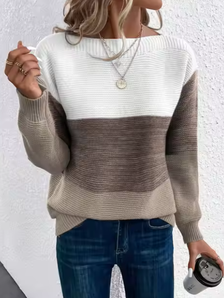 Aliams | Elegante Dreifarbige Patchwork-Pullover