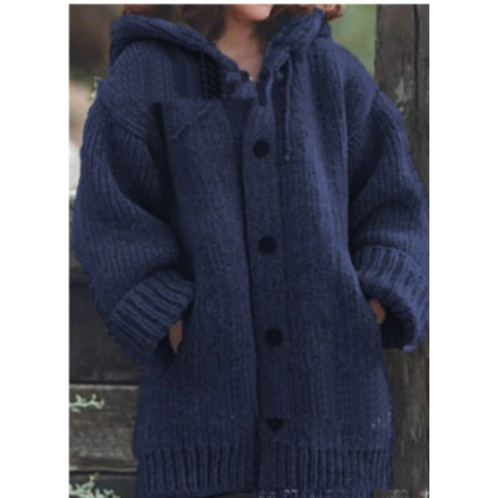 Kuscheliger Strickmantel Mit Kapuze Für Damen