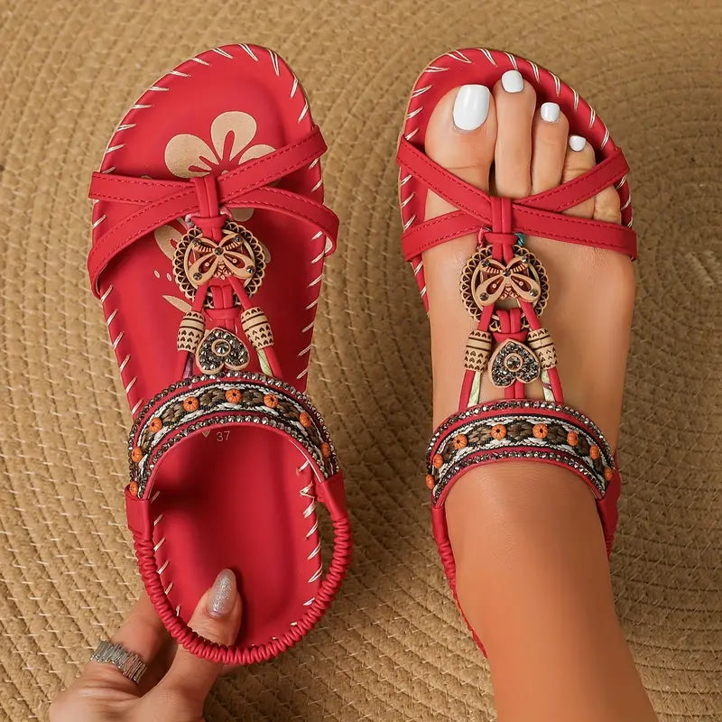 Aliams | Elegante Orthopädische Sandalen Schmetterling Strass