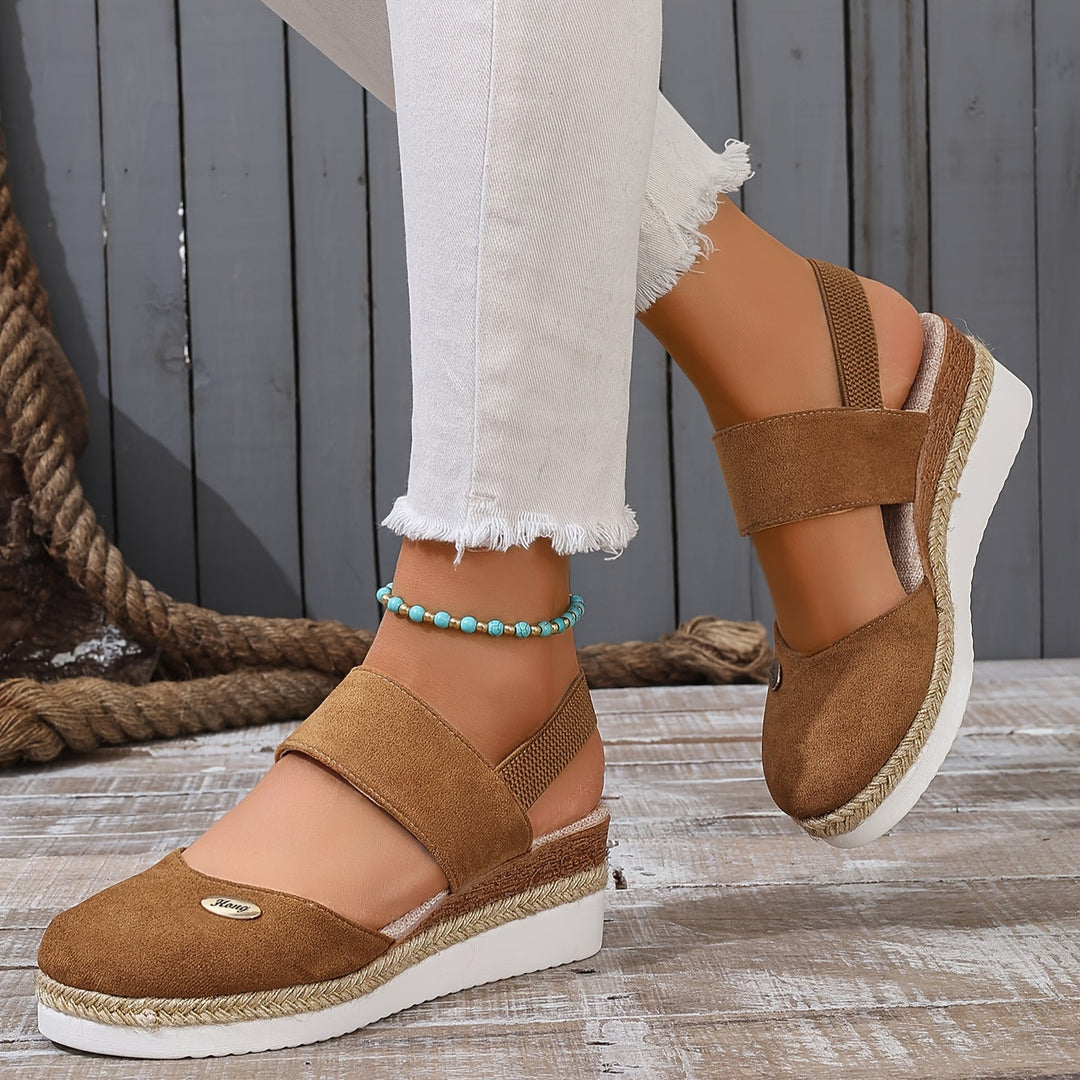 Aliams | Damen Sandalen Auf Plattform: Rutschfest, Geschlossene Zehe, Elastischer Riemen