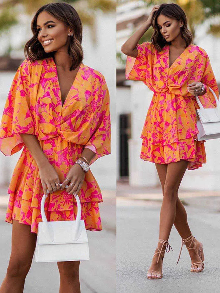 Minazo Kleid Mini Plissee Sommerkleid