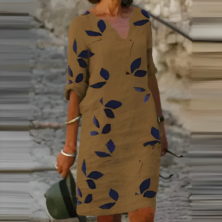 Atemberaubendes Damen-Sommerkleid mit Blätterdruck