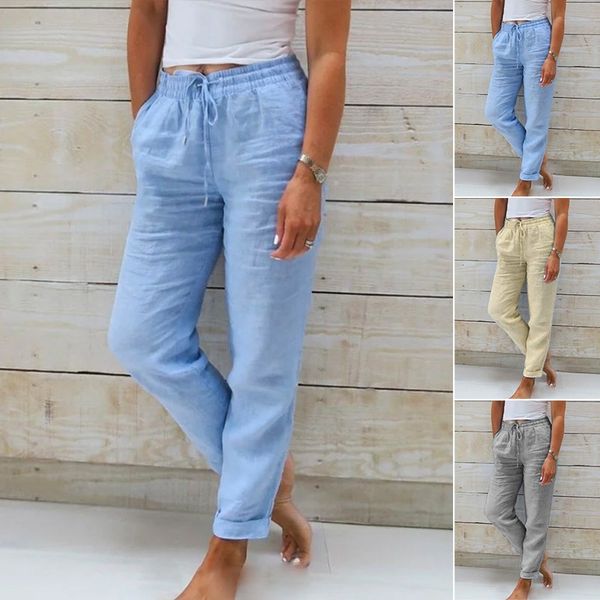 Aliams | Damen Leinenhose mit Baumwollanteil und elastischem Bund