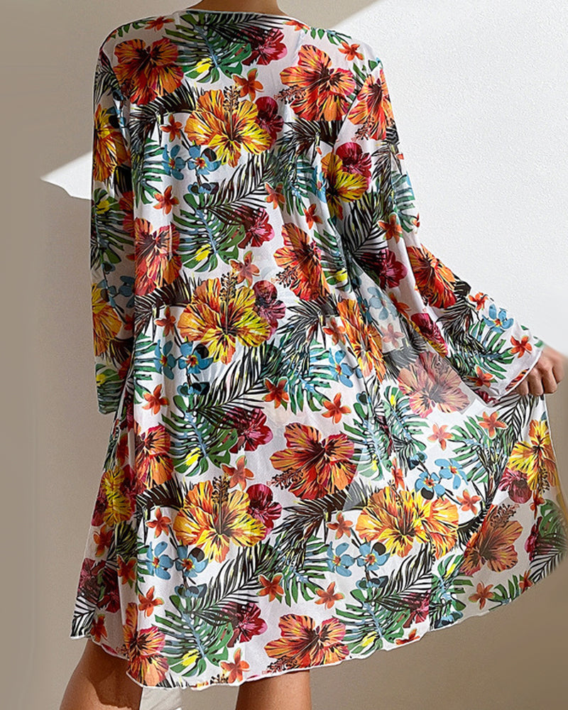 Aliams | Dreiteiliges Bikini-Set mit Blumen