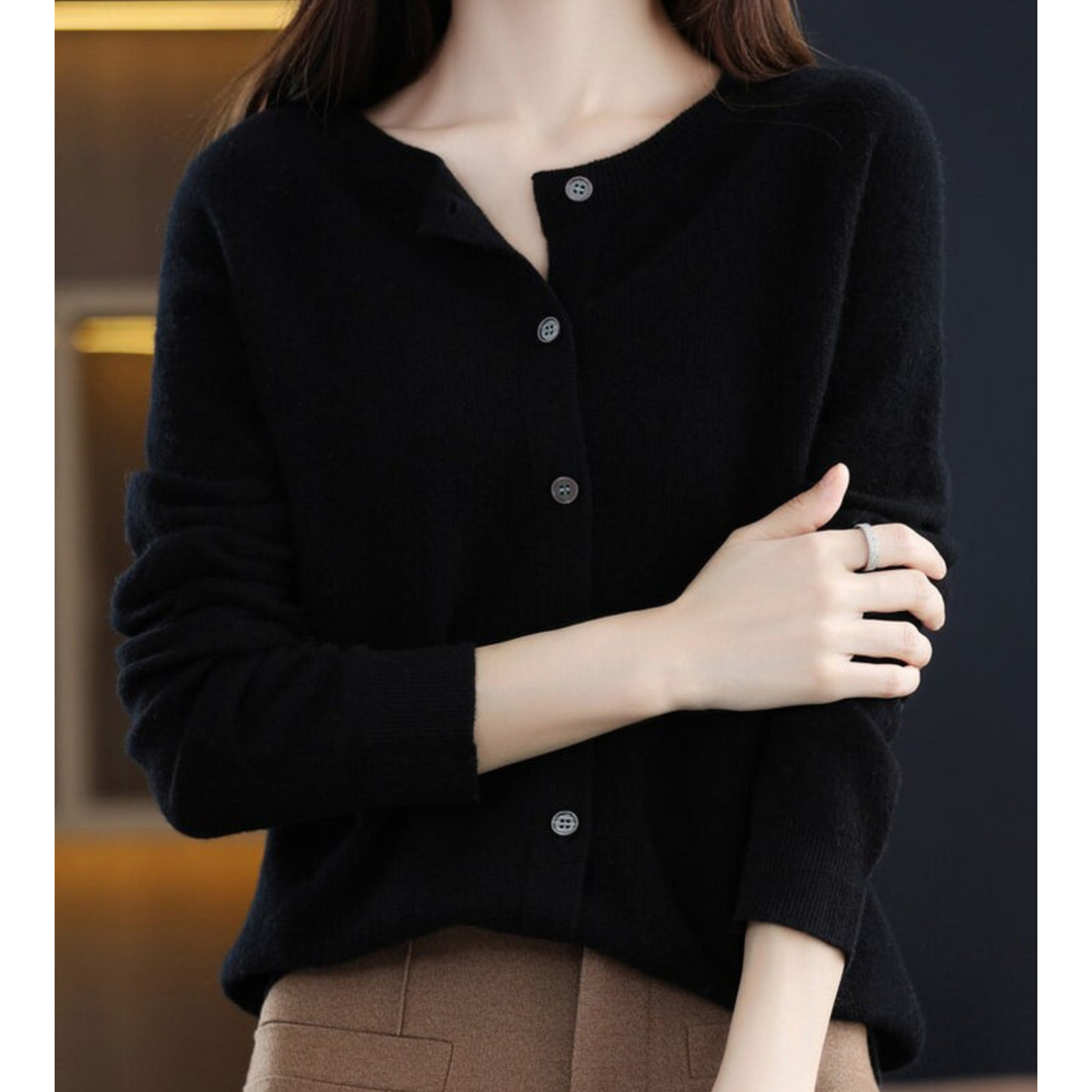 Aliams Damen Rundhals Cardigan Pullover