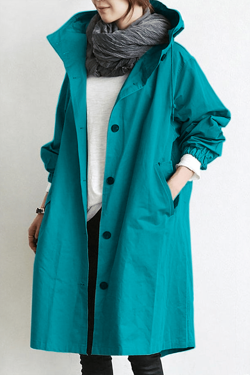 Aliams | Wasserdichter Trenchcoat mit Kapuze für Damen