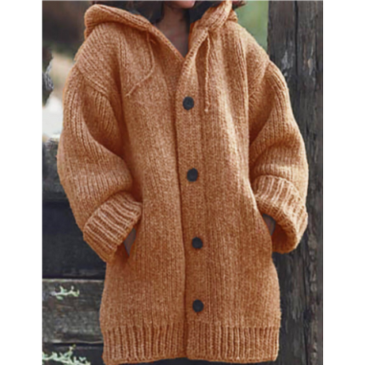 Kuscheliger Strickmantel Mit Kapuze Für Damen