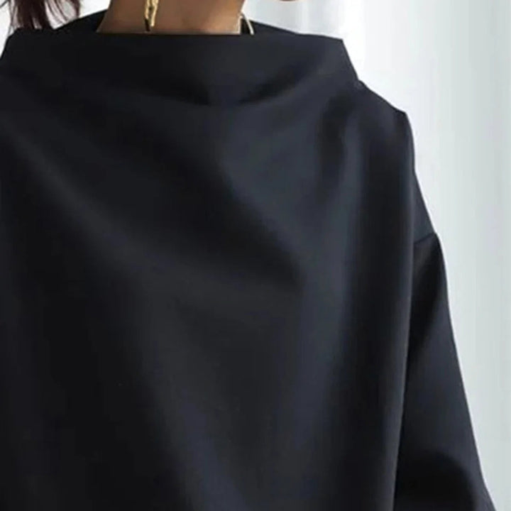 Aliams | Damen Minimalistisches Lockeres Schwarzes Oberteil für Vielseitigen Stil