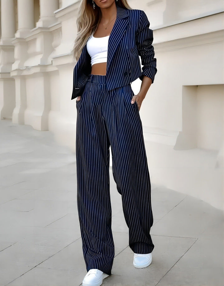 Aliams | Delig Blazer Set Damenanzug Cropped Blazer mit Hose