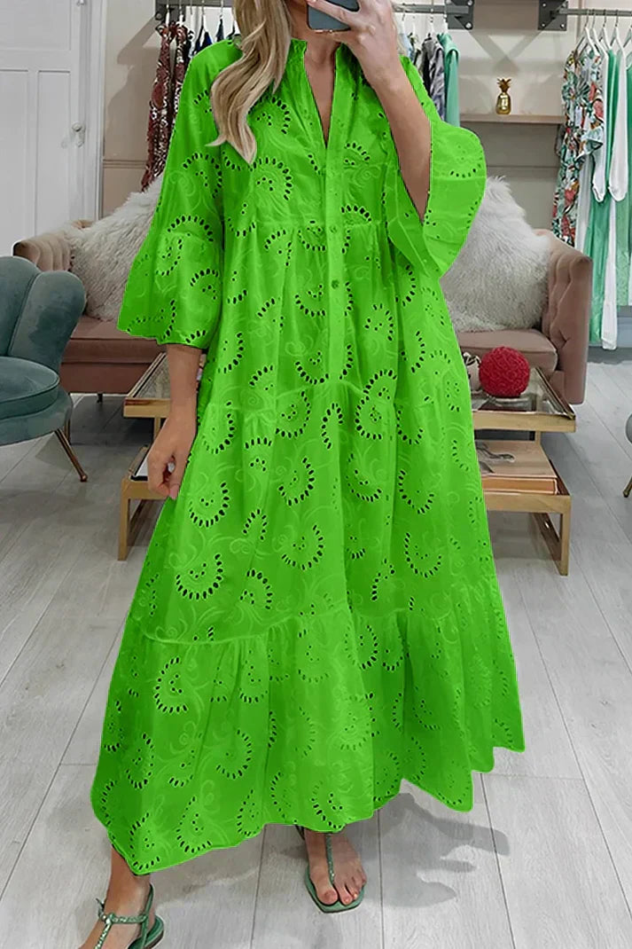 Aliams | Elegantes Kleid mit Bestickten Ösen