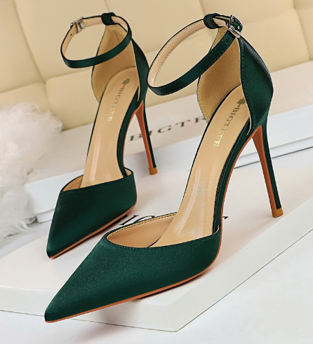 Dünne Wildleder Sandalen Pumps mit Hohem Absatz