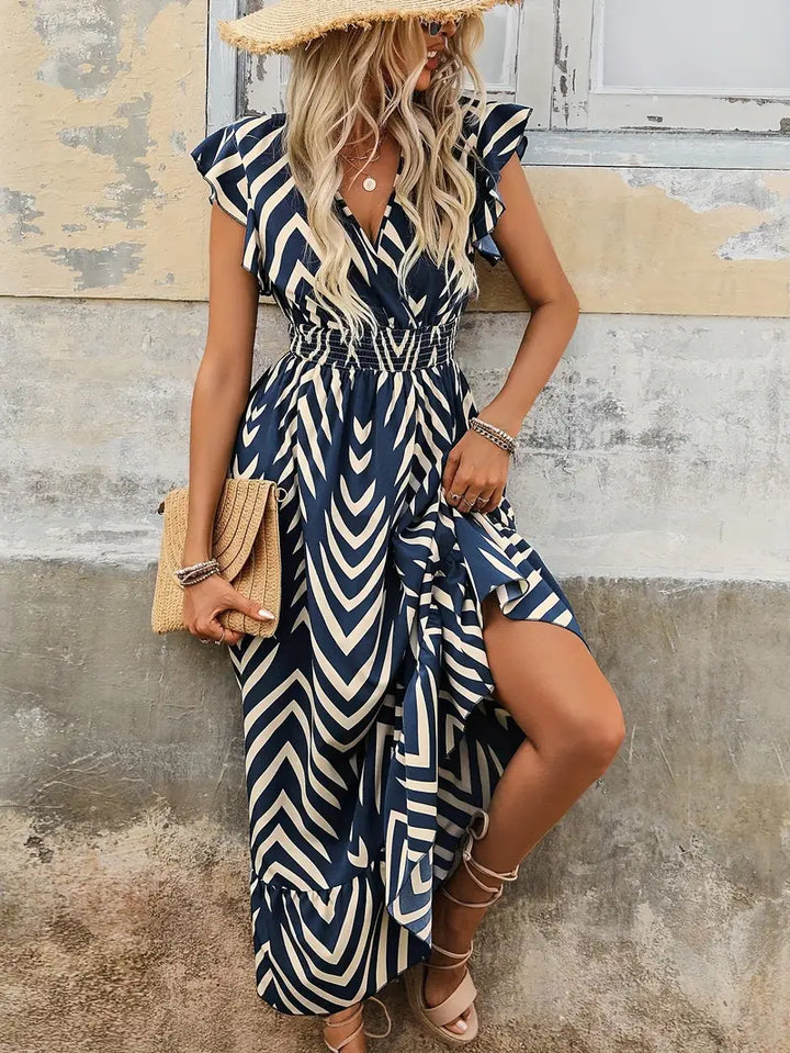 Kleid Mit Alloverdruck und Geraffter Taille Für Frauen