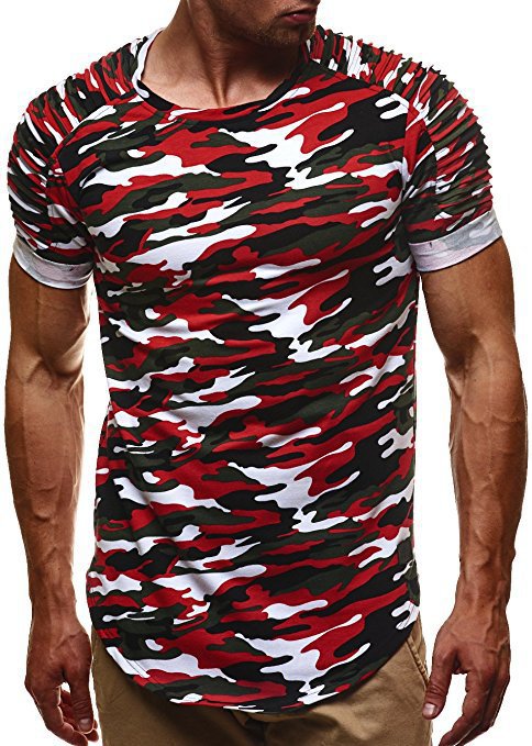 Herren Camouflage Premium T-Shirt mit einzigartigen Rippdetails Aliams