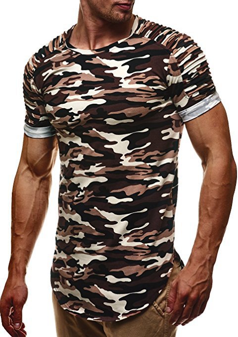 Herren Camouflage Premium T-Shirt mit einzigartigen Rippdetails Aliams