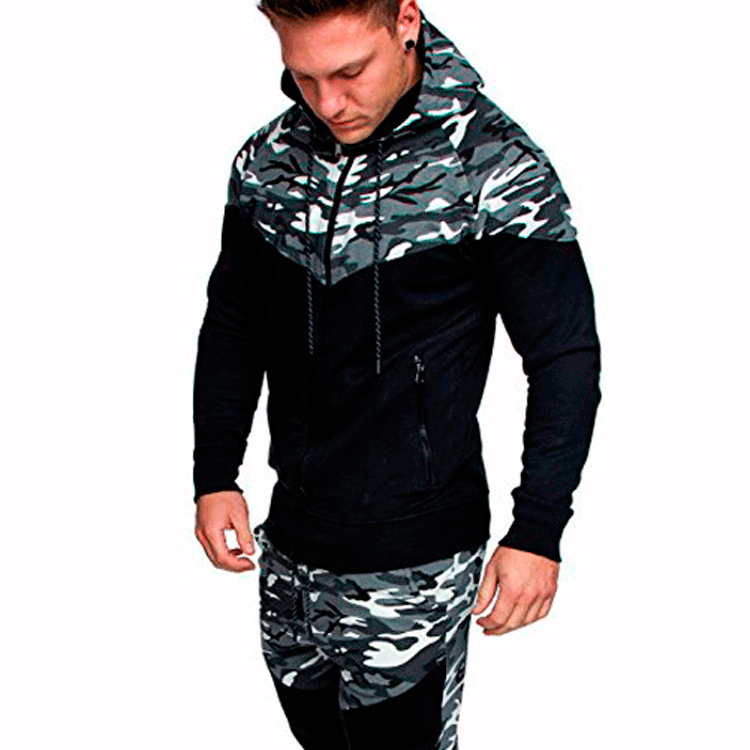 Herren Trainingspullover mit hohem Kragen und modischem Camouflage-Design Aliams