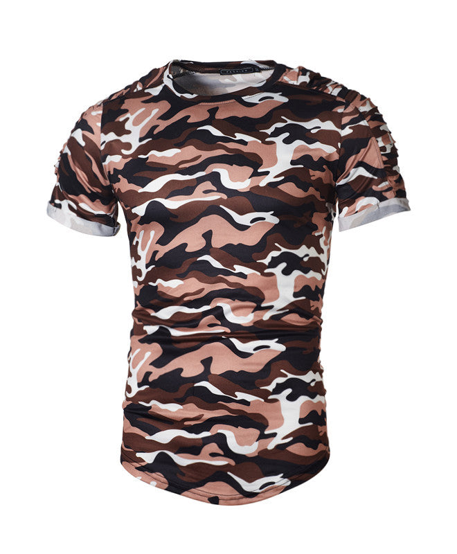 Herren Camouflage Premium T-Shirt mit einzigartigen Rippdetails Aliams