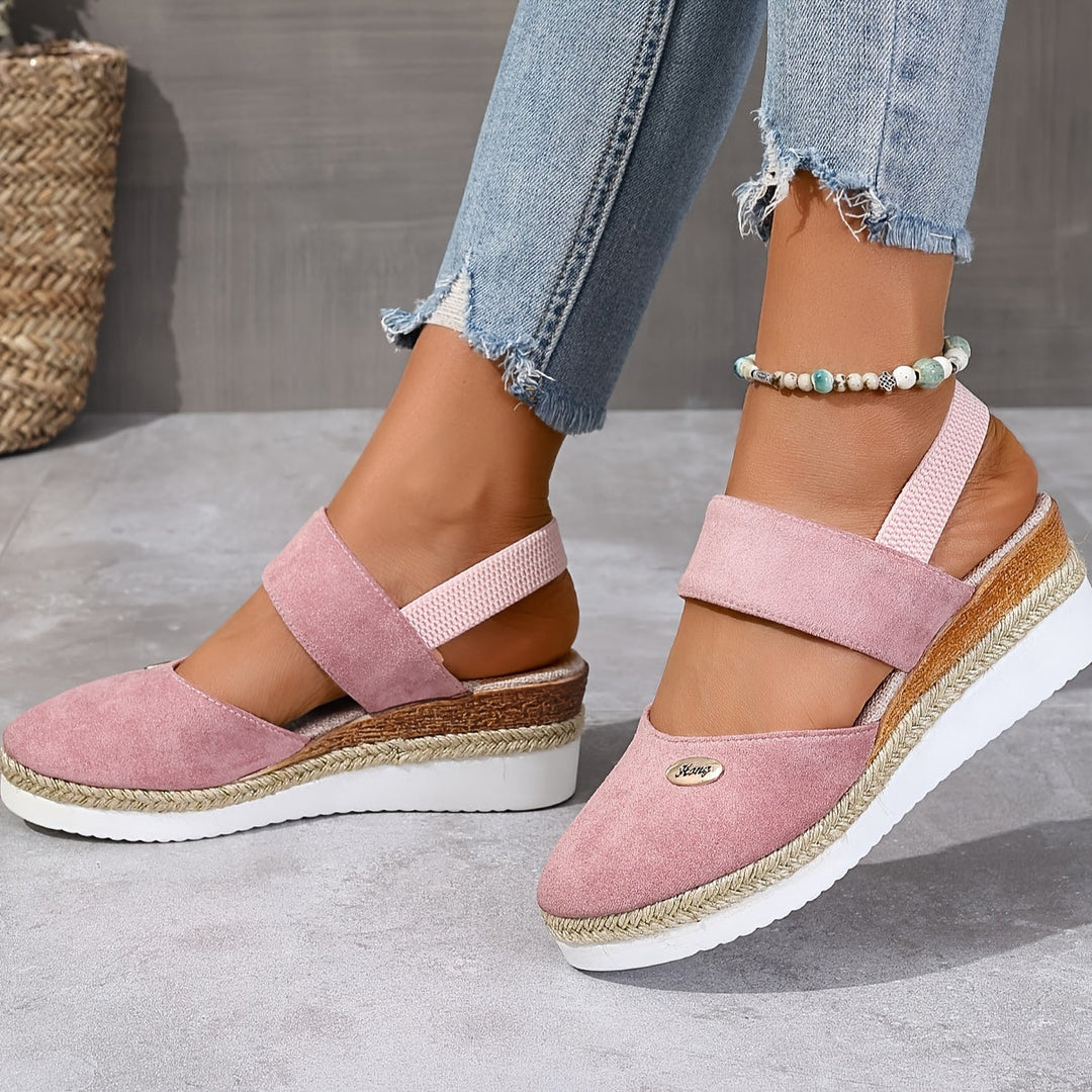 Aliams | Damen Sandalen Auf Plattform: Rutschfest, Geschlossene Zehe, Elastischer Riemen