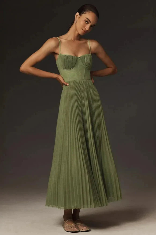 Flare Midi Kleid Für Damen – Sommerkleid In Grün
