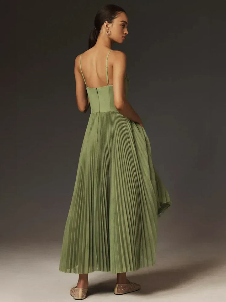 Aliams | Falten Korsett Midi-Kleid für Damen