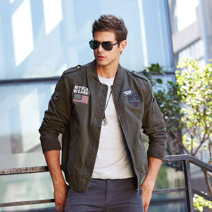 Herren stylische Bomberjacke mit praktischen Patches Aliams