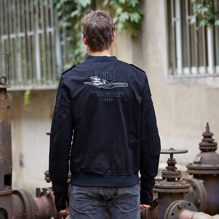 Herren stylische Bomberjacke mit praktischen Patches Aliams